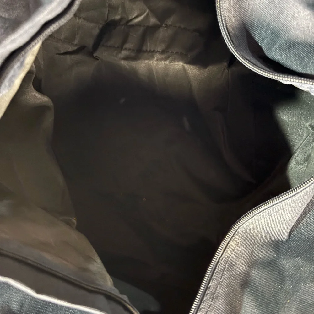 Secure wrap navy blue duffle bag